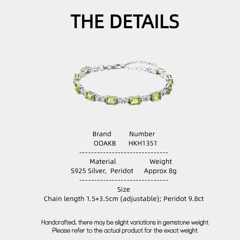 Natural Peridot Adjustable Bracelet Women's Style - OOAKB