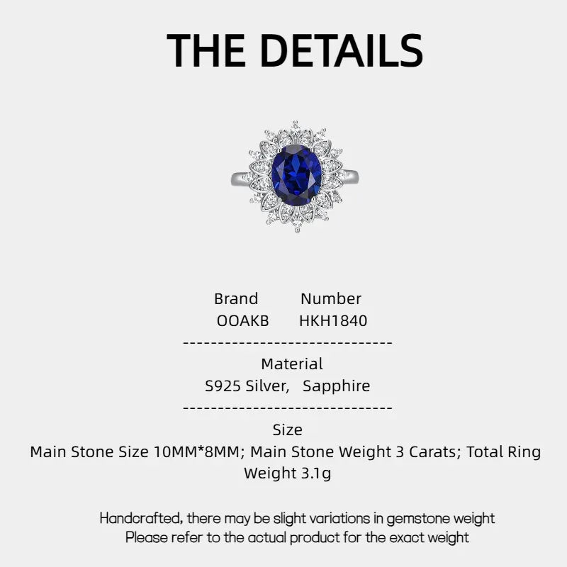 Sapphire Diana-Style Full-Zircon Ring - OOAKB