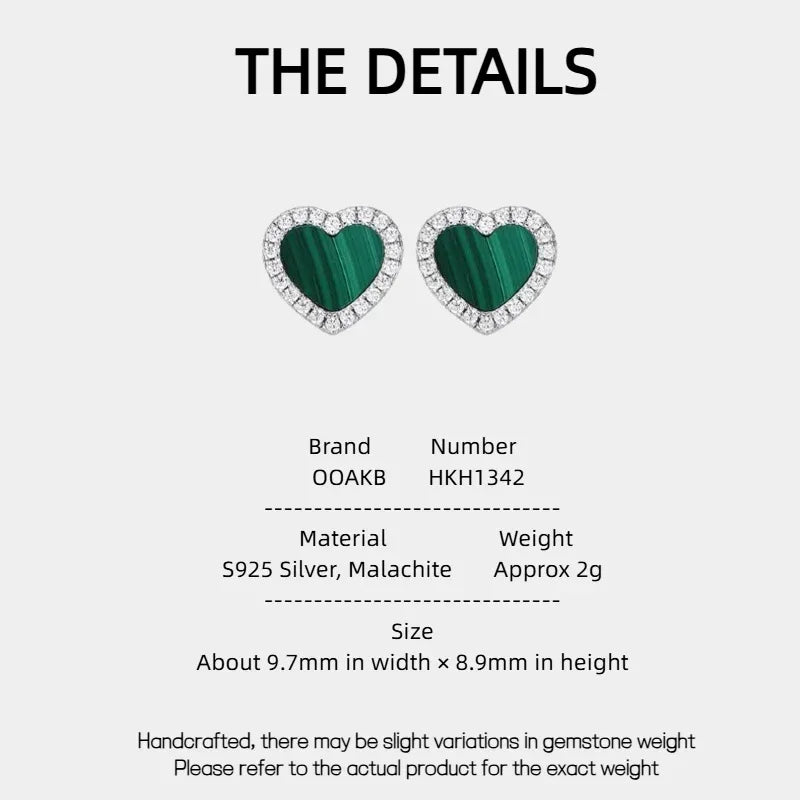 Malachite Heart-shaped Earrings - OOAKB