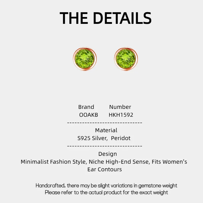 Natural Peridot Minimalist Luxury Silver Earrings - OOAKB