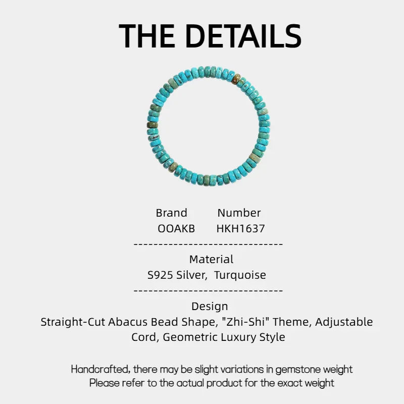 Turquoise Straight-Cut Abacus Bead Bracelet - OOAKB