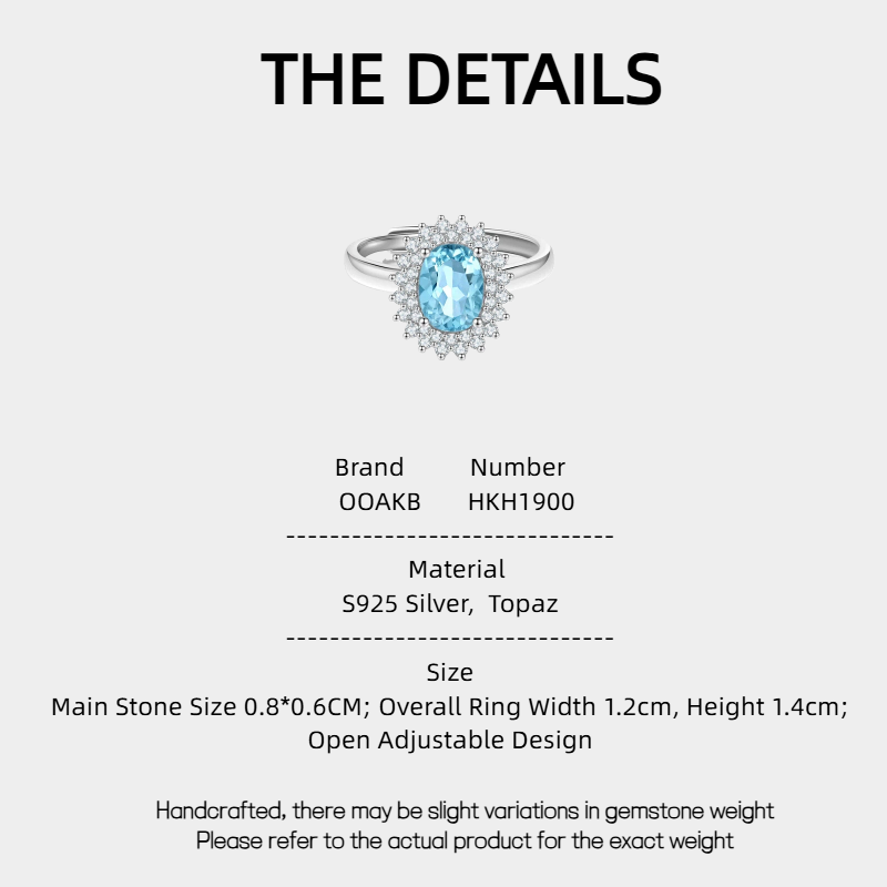 Topaz S925 Silver Gold-Plated Open Ring