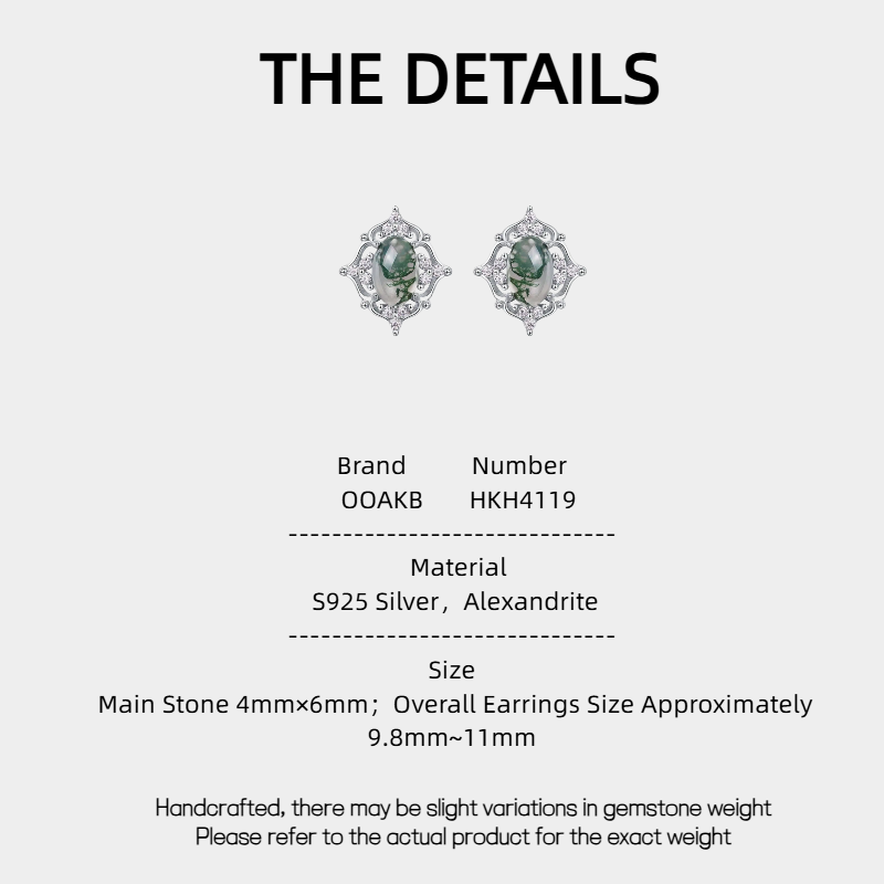 Cabochon Geometric Moss Agate Earrings