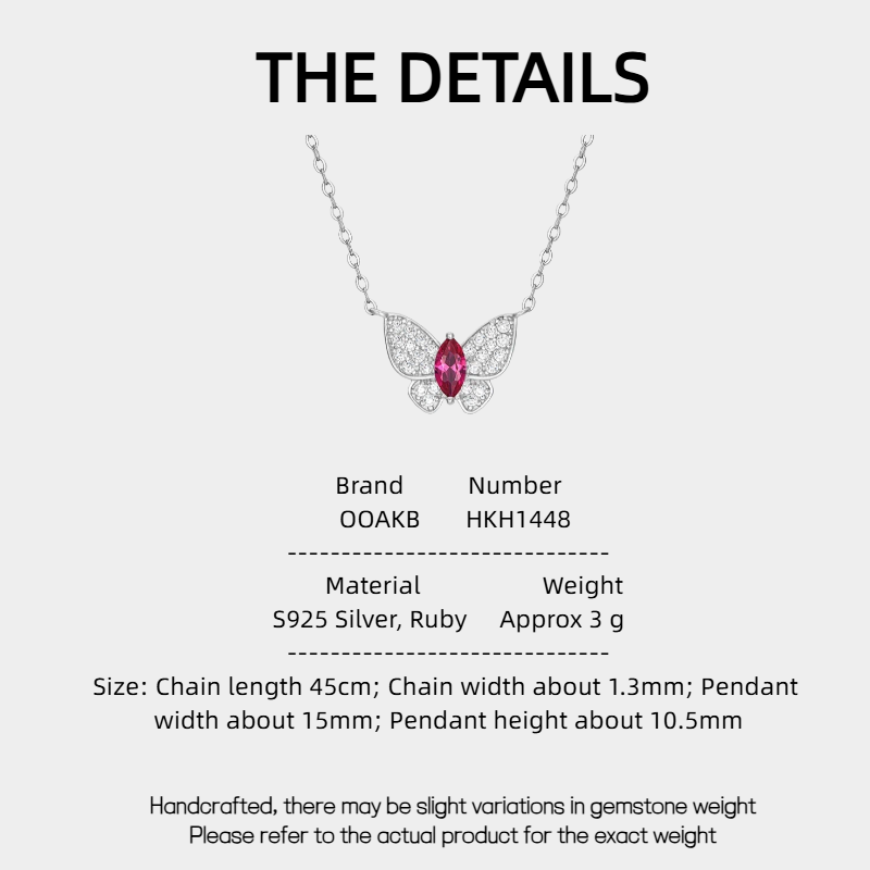 Butterfly Ruby Necklace S925 Silver