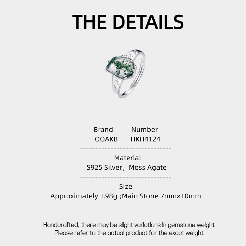 Geometric Moss Agate Open Ring