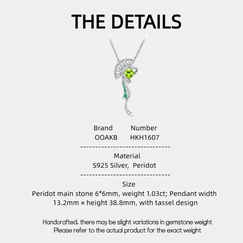 Natural Peridot Fan Tassel Necklace - OOAKB
