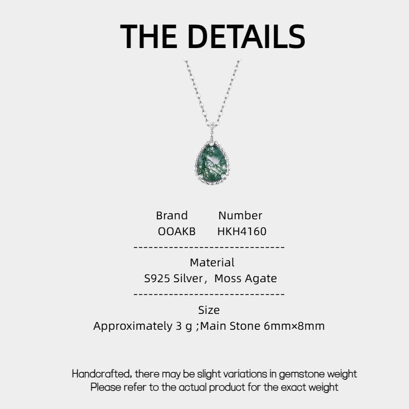 New Style Teardrop-Shaped Moss Agate Necklace