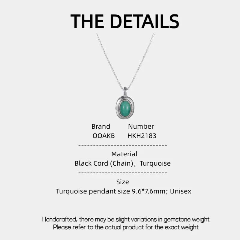 Turquoise Pendant Necklace Unisex Retro Ethnic Style - OOAKB