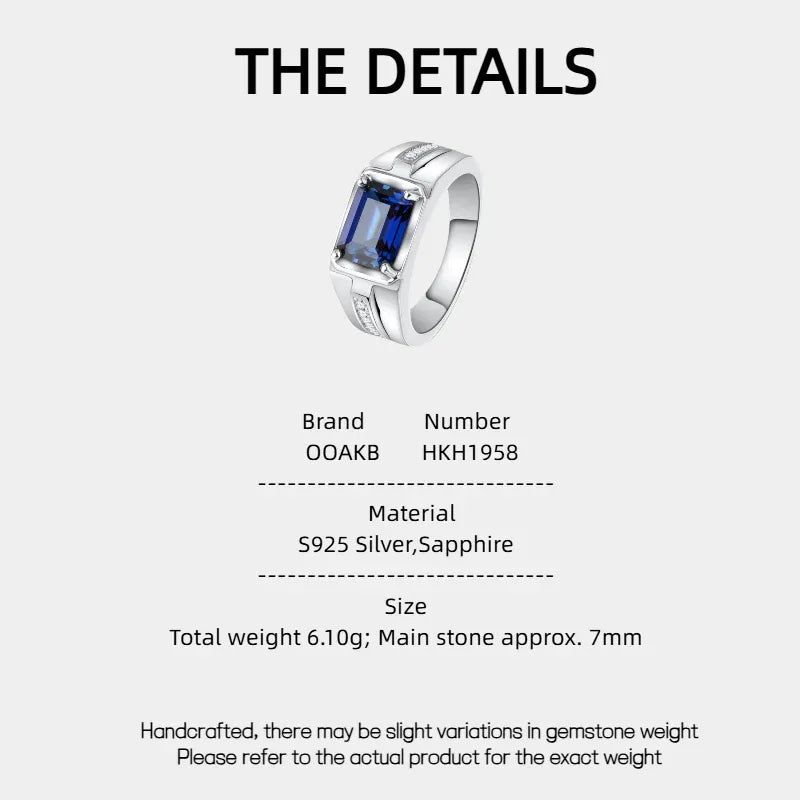 S925 Silver Sapphire Ring Unisex Minimalist Band - OOAKB