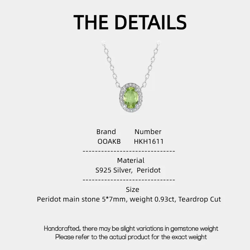 Natural Peridot Teardrop Necklace - OOAKB