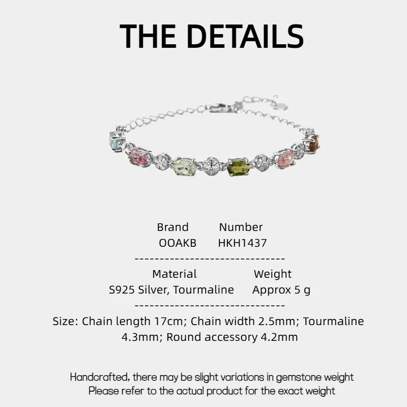 Natural Tourmaline Bracelet S925 Silver - OOAKB