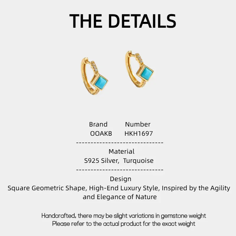 Natural Turquoise Square Earrings - OOAKB