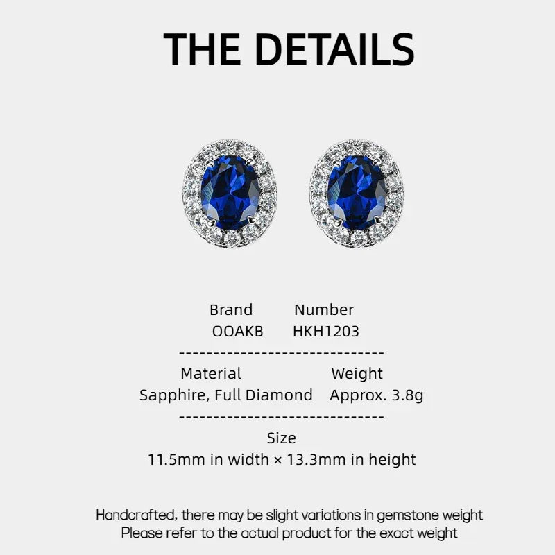 Sapphire Earrings S925 Silver Drop Earrings - OOAKB