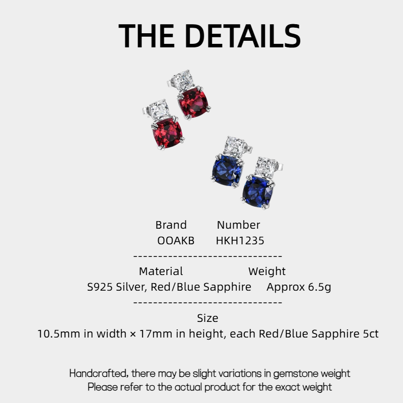 Ruby & Sapphire Lighthouse Earrings S925 Silver Women's Style