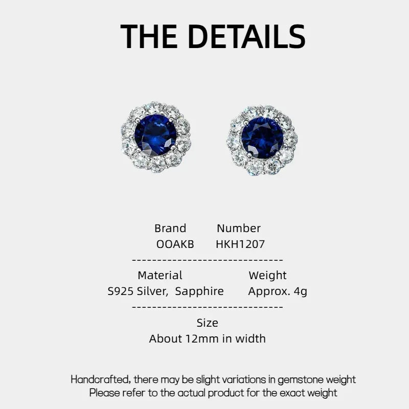 Sapphire Earrings S925 Silver Drop Earrings - OOAKB