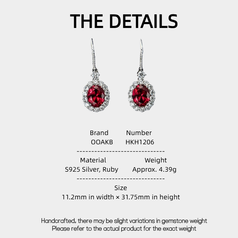 Ruby Earrings S925 Silver Drop Earrings