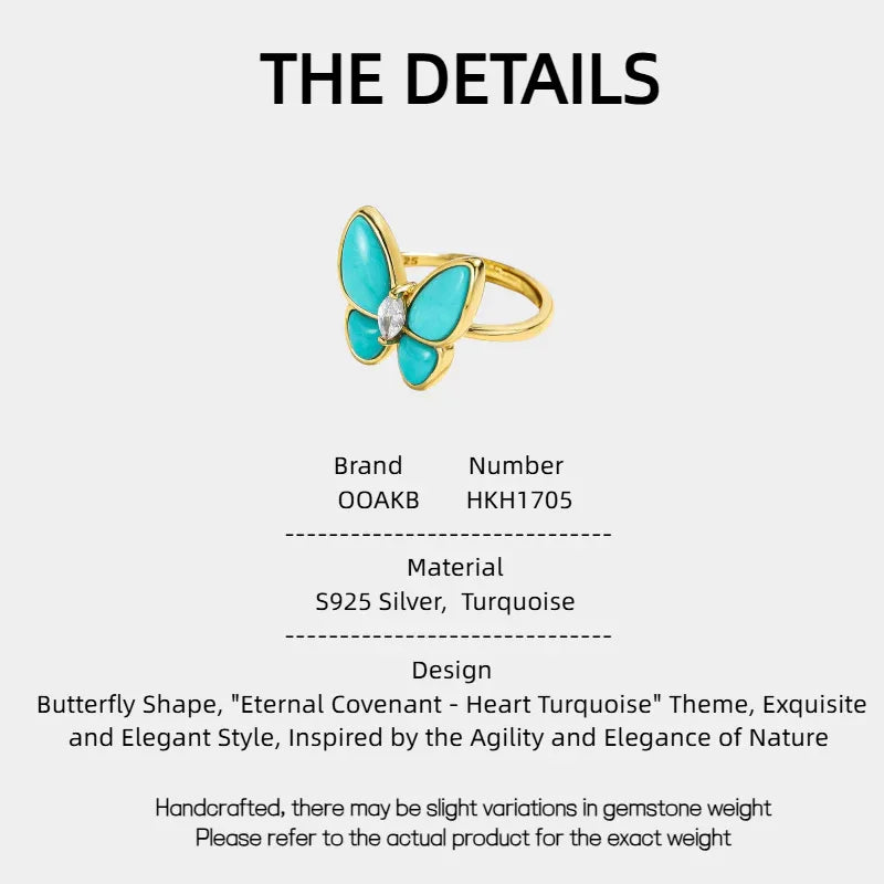 Natural Turquoise Butterfly Ring - OOAKB