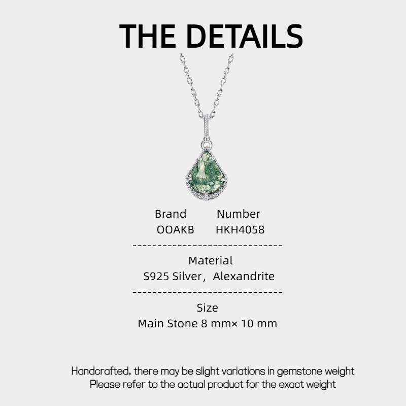 Teardrop-shaped Moss Agate Pendant