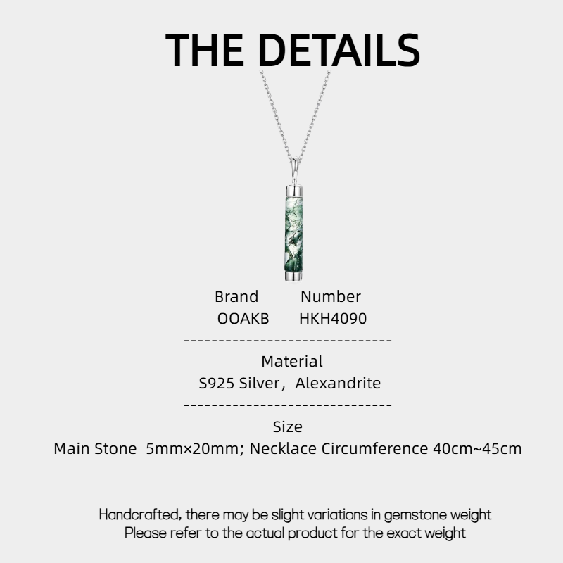 Unique Cylindrical Moss Agate Collarbone Necklace