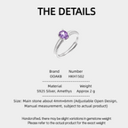 Natural Amethyst Minimalist Commute Adjustable Open Ring