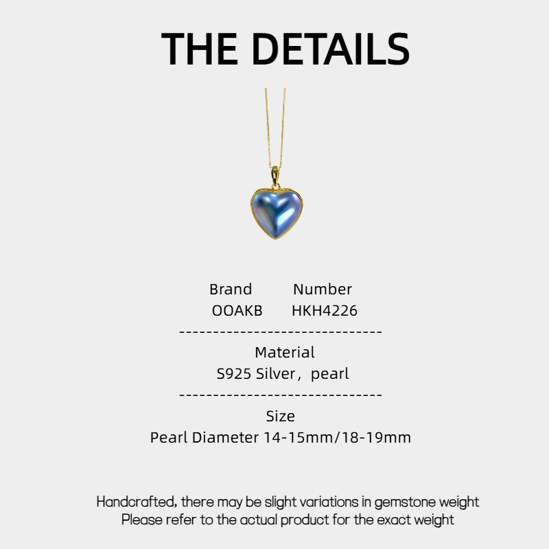 Blue Iridescent Heart-Shaped Pearl Pendant