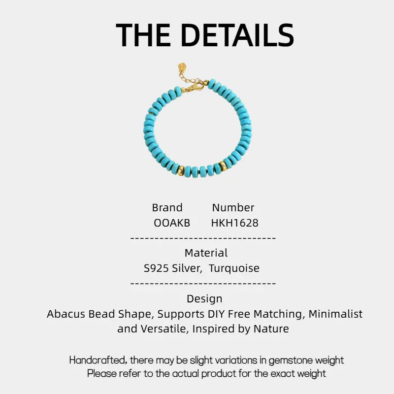 Natural Turquoise Abacus Bead DIY Luxury Bracelet - OOAKB