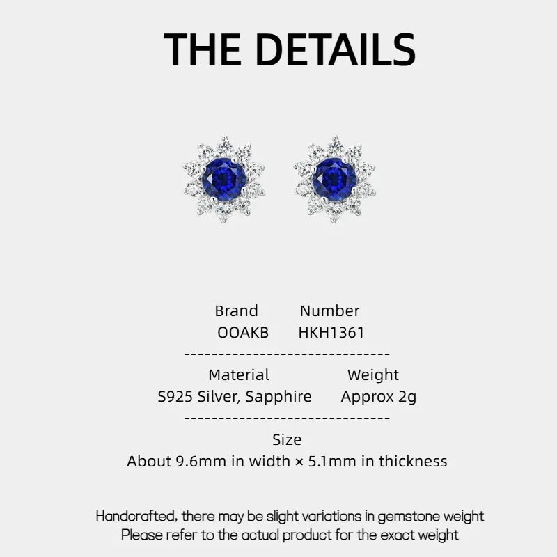 Brilliant Series Sapphire Sunflower Four-Claw Earrings S925 Silver - OOAKB