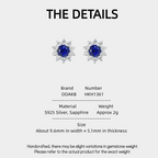 Brilliant Series Sapphire Sunflower Four-Claw Earrings S925 Silver