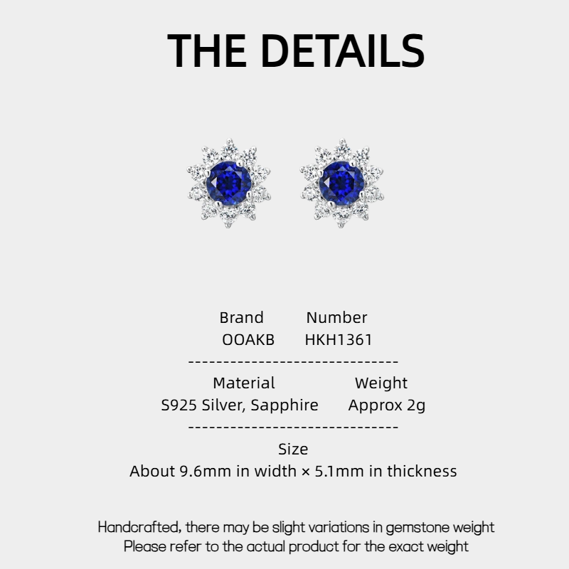 Brilliant Series Sapphire Sunflower Four-Claw Earrings S925 Silver