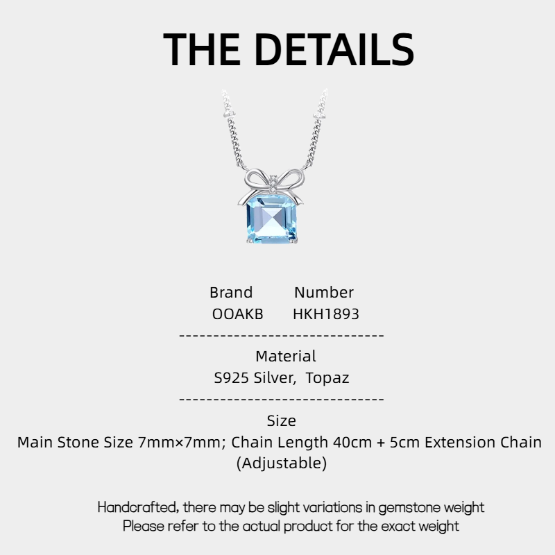 Topaz S925 Silver Bowknot Necklace