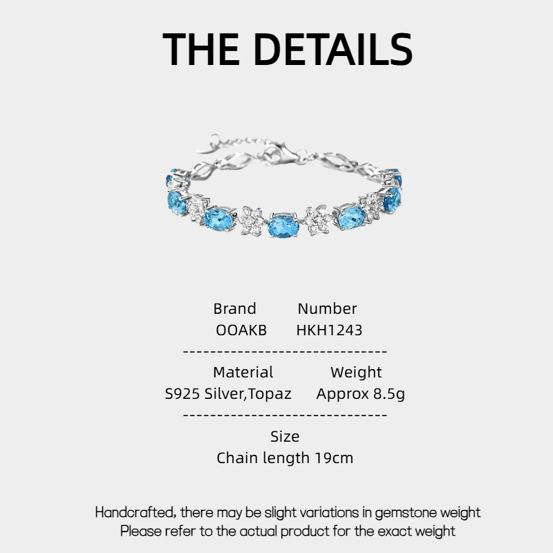 Topaz Sterling Silver Bracelet Women's Style