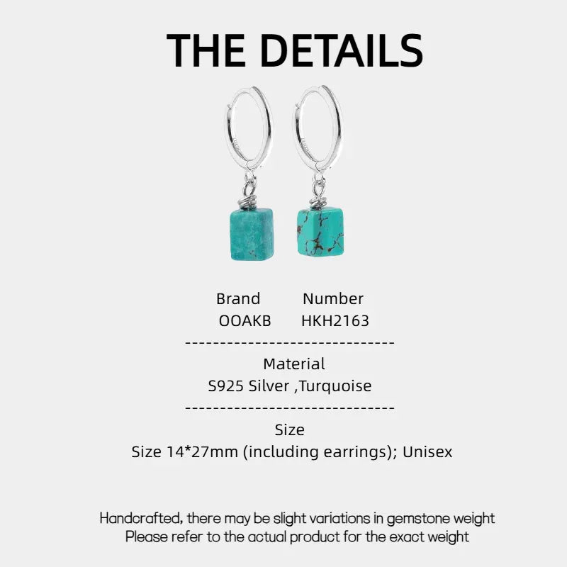 S925 Silver Turquoise Dangle Earrings - OOAKB