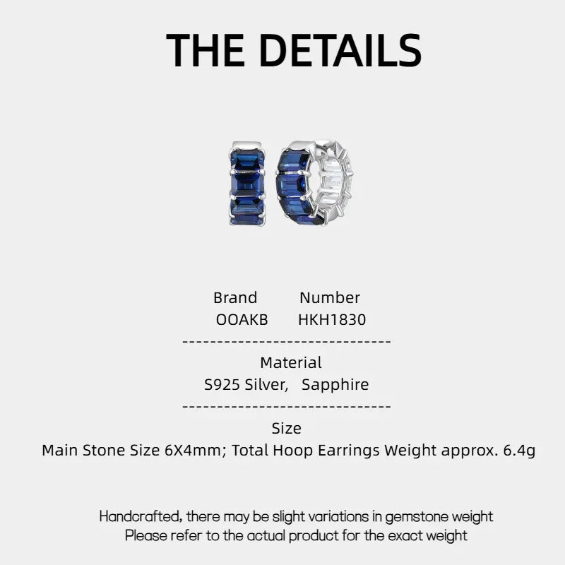 Sapphire S925 Silver Geometric Minimalist Hoop Earrings - OOAKB
