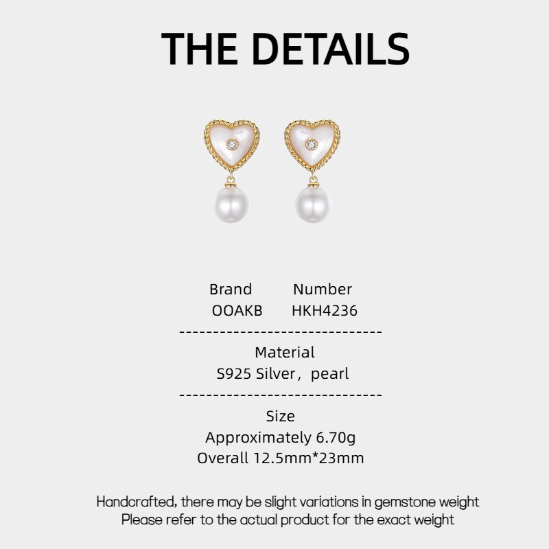 Light Luxury High-End Heart-Shaped Pearl Earrings