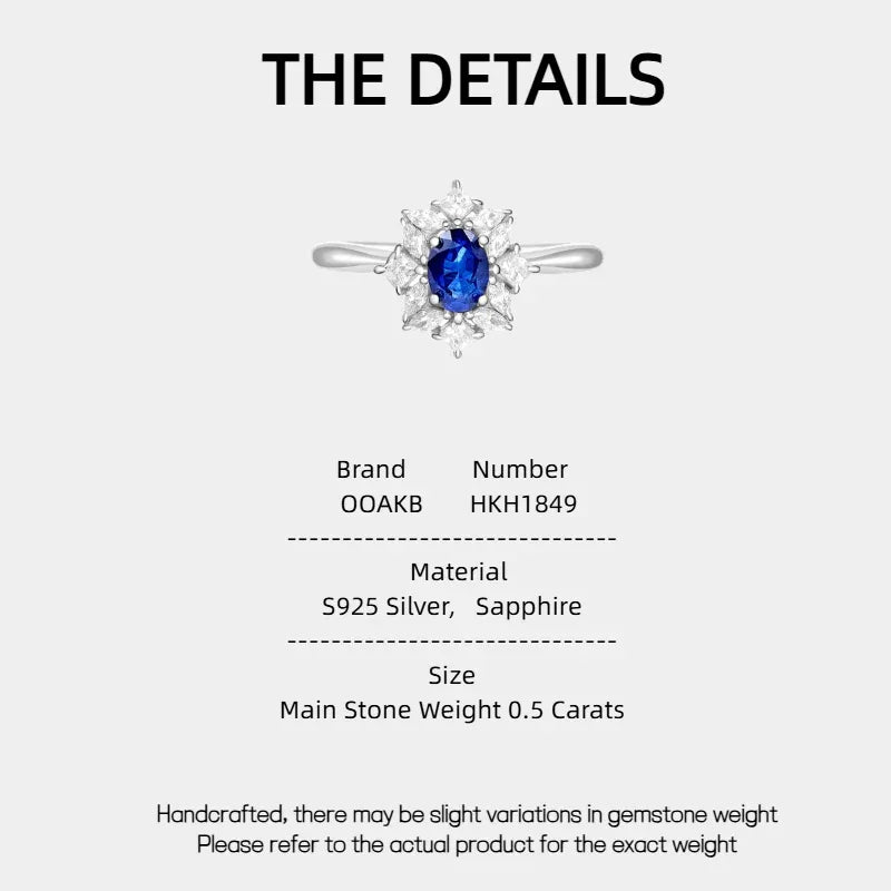 Sapphire S925 Silver Snowflake Shape Ring - OOAKB