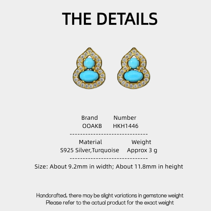 Blessing Gourd Turquoise Earrings S925 Silver