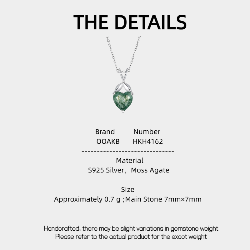 Fresh Heart-Shaped Moss Agate Collarbone Necklace