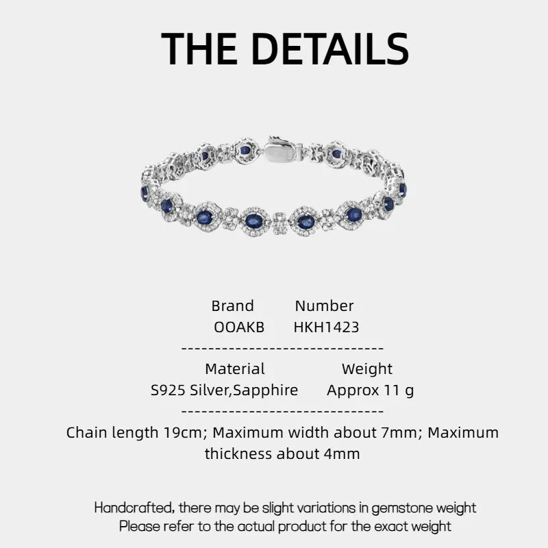 Sapphire Inlaid Diamond Link Light Luxury Bracelet - OOAKB