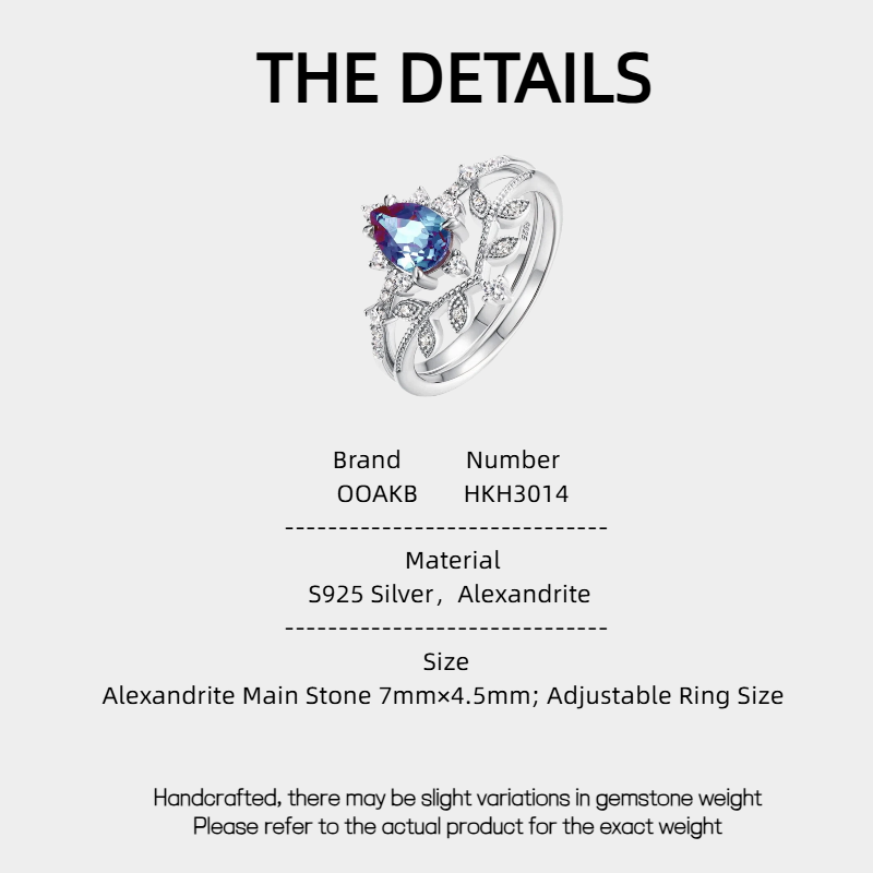 Alexandrite Teardrop Ring Women's Style