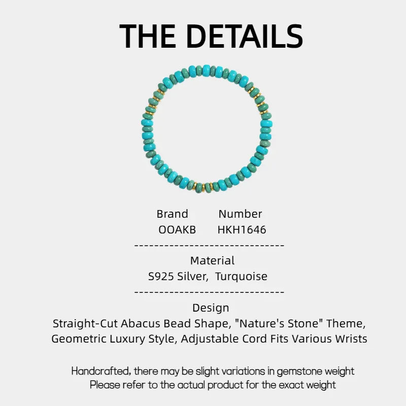 Turquoise Straight-Cut Abacus Bead Bracelet - OOAKB