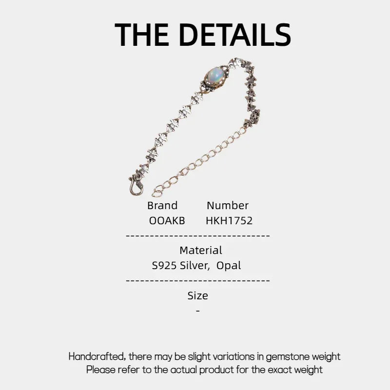 Natural Opal S925 Silver Vintage Bracelet - OOAKB