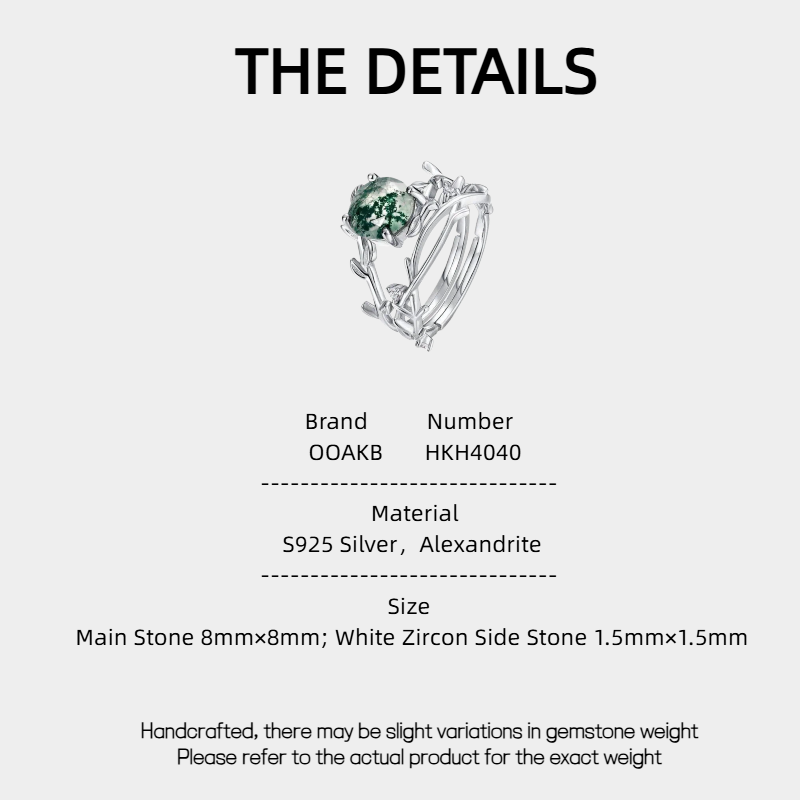 Moss Agate Stackable Open Ring Unisex