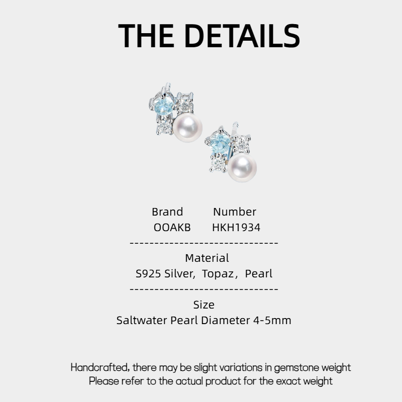 Topaz S925 Silver Saltwater Pearl Earrings