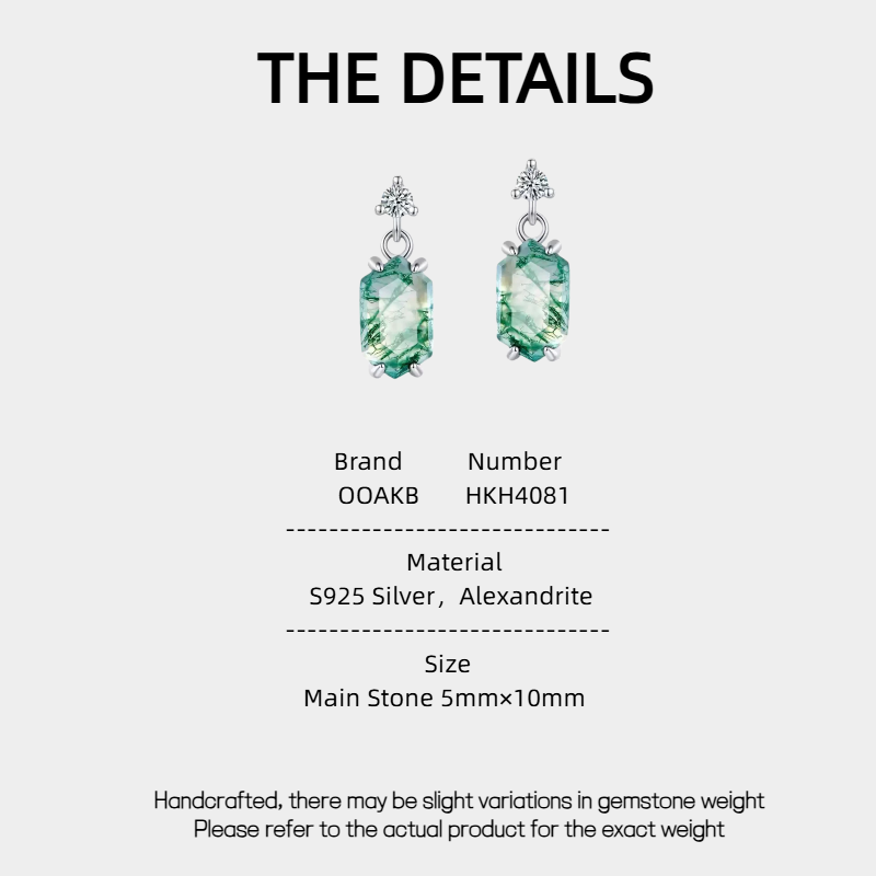 Claw Setting Moss Agate Earrings Unisex