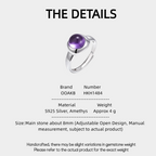 Morning Dew Series Natural Amethyst Adjustable Open Ring