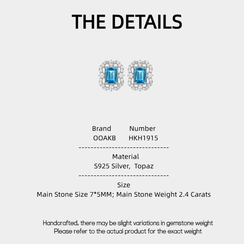 Topaz S925 Rhodium Plated Square Hollow Earrings