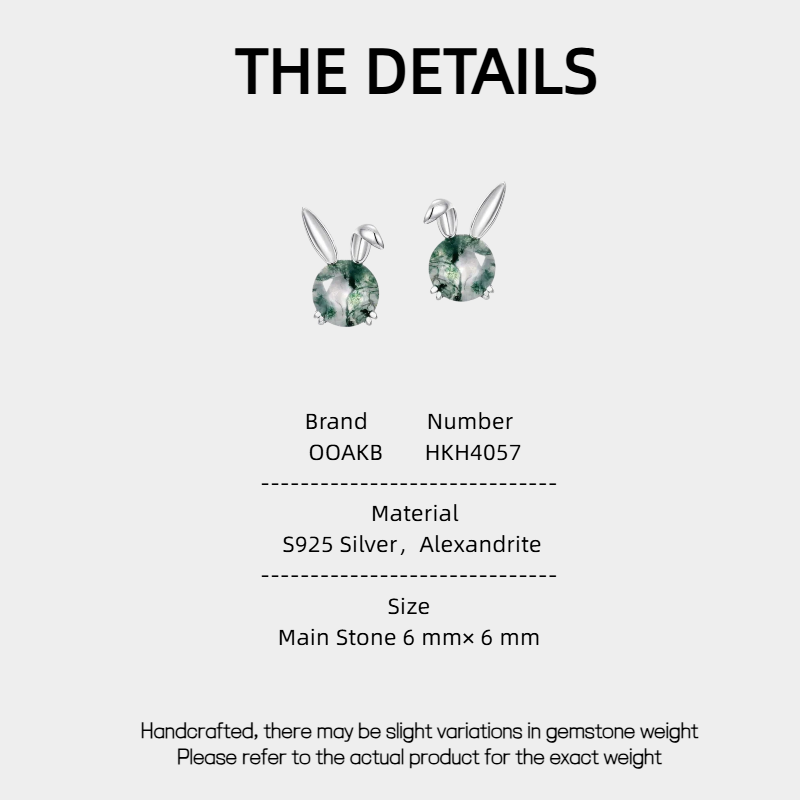 New Style Cute Rabbit Ear Moss Agate Earrings