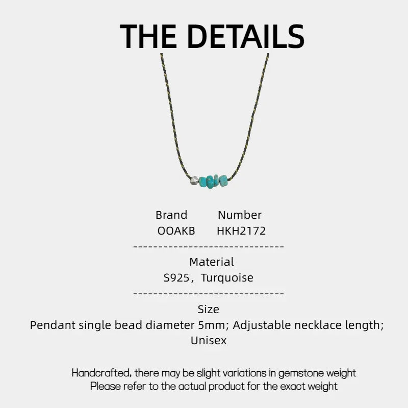 S925 Silver Turquoise Pendant Necklace - OOAKB
