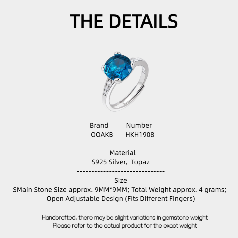 Topaz S925 Silver Open Square Ring