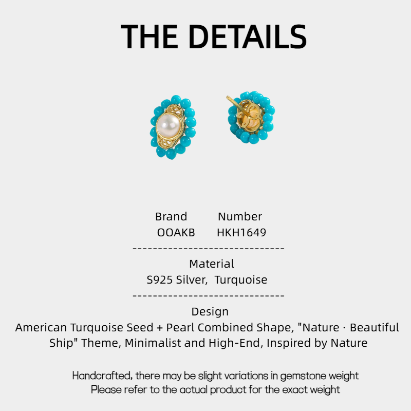 American Turquoise Seed Pearl Earrings